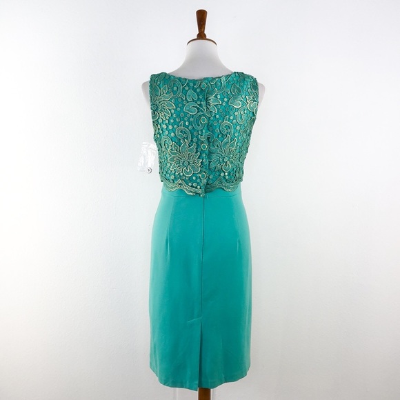 Eva Franco Teal Green Lace Popover Sheath Dress - Picture 4 of 8